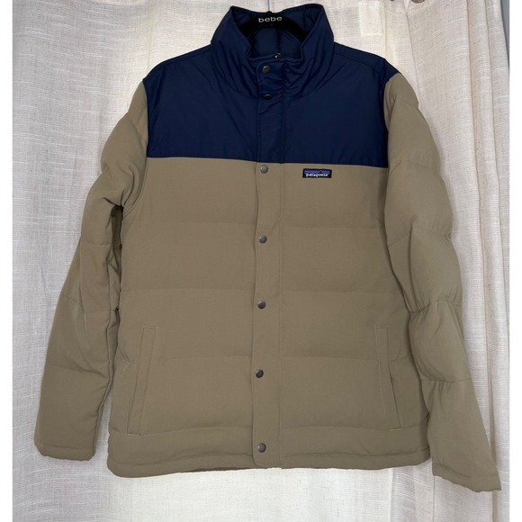 Patagonia Other - Patagonia Bivy Down Jacket Quilted Colorblock Tan Navy Men's Size M STY28321